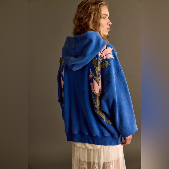 Free people We The Free It's A Vibe Flowers Hoodie cobalt blue - Picture 11 of 11